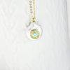 Collier chaine acier dorée 14k perle Oeil,collier fantaisie,sans nickel,perle naturelle, chaine acier doré, chaine complète,2mm,42cm-G1141-Gingerlily Perles