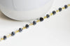 Chaine dorée perle cristal noir, chaine collier,création bijoux , chaine lunettes,chaine fantaisie6x4mm,vendue au mètre,G3460