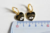 Boucles d'oreilles coeur oeil protecteur en laiton doré avec l'émail, cœur avec le mauvais œil,la paire,G3775-Gingerlily Perles
