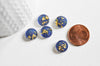 Cabochon disque résine translucide bleu paillette, cabochon pour création bijoux, 13mm, lot de 5 G3797-Gingerlily Perles