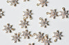 Pendentif fleur doré 24 carats zircon blanc,pendentif doré cristal, création bijoux,15mm, l'unité G4033