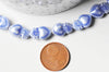 perle porcelaine bleu tendre coeur irisé, fournitures créatives, perle céramique, fabrication bijoux, céramique bleu, Lot de 20, 16mm G3972