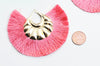 Pendentif large pompon fil vieux rose support doré,pendentif en fil sur support doré, 85-92mm, lot de 2, G4536