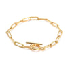 Bracelet trombone striée acier doré 14k 20.9cm fermoir T,création bijoux sans nickel,bracelet acier doré inoxydable, l'unité G5805-Gingerlily Perles