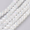Perles toupies blanc irisé 6x4mm, perles bijoux, perle cristal,Perle verre facette,création bijoux, fil de 80 perles G6137