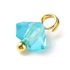 Pendentif perle triangle doré carats cristal bleu turquoise 8mm,pendentif cristal, pendentif doré cristal, création bijoux, les 10 G6240