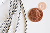 cordon tressé Blanc noir gris fil doré 2mm, cordon pour bijoux,cordon multicolore scrapbooking,corde décoration, longueur 1 mètre G5860