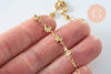 Bracelet coeur & fleur réglable acier doré 14k 21cm,création bijoux sans nickel,bracelet acier doré inoxydable, l'unité G6233-Gingerlily Perles