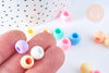 Perle rondelle en plastique multicolore 10mm , perle enfance en plastique coloré, couleurs mélangées,lot de 50 perles G6397