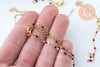 Bracelet réglable chaine résine colorée acier doré 14k 14.5cm,création bijoux sans nickel,bracelet acier doré inoxydable, l'unité G6074