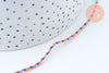 cordon tressé blanc rose bleu 2mm, cordon pour bijoux,cordon multicolore scrapbooking,corde décoration, longueur 1 mètre,G5938