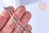 Bracelet acier doré 14k résine multicolore avec anneaux,chaine doree, bracelet chaîne fine,création bijou,2.5mm,15.5cm, l'unité G4857-Gingerlily Perles