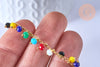 Bracelet chaine cheville laiton et perles multicolores, bracelet doré reglable,création bijou laiton doré,sans nickel,bracelet ,25.4cm G4090-Gingerlily Perles