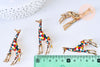 Broche girafe multicolore laiton doré émaillé,broche dorée,creation bijoux,décoration veste, 59x25mm,l'unité G5557-Gingerlily Perles