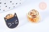 Broche pins chat noir doré émail 14mm,broche dorée,creation bijoux,décoration veste,l'unité G6627-Gingerlily Perles