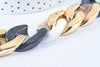 Grosse Chaine acrylique noir et blanc et plastique doré,perle acétate, création bijoux,chaine plastique,30x20mm, le mètre G4966