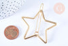Support barrette étoile clip métal doré sans plateau 50mm, pince à cheveux, accessoire coiffure mariage, fabrication bijoux, l'unité G6598-Gingerlily Perles