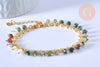 Bracelet perle agate naturelle réglable laiton doré 14k 18cm,création bijoux sans nickel,bracelet doré pierres, l'unité G5803-Gingerlily Perles