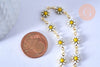 Bracelet laiton et marguerite émaillée, bracelet doré reglable,création bijou laiton doré,sans nickel,18.9cm, l'unité G4855-Gingerlily Perles