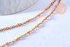 chaine de cheville acier doré 14k résine orange chaine doree, bracelet chaîne fine,création bijou,1.5-2mm,23cm, l'unité G3744-Gingerlily Perles