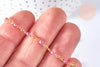 Bracelet ou collier acier doré 14k résine rose foncé,chaine doree, bracelet chaîne fine,création bijou,1.5mm,20.5cm, l'unité G4210-Gingerlily Perles
