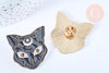 Broche pins chat noir mystique doré émail noir,broche dorée,creation bijoux,décoration veste, 37x37.5mm,l'unité G5550-Gingerlily Perles