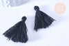 Pompon noir coton,fournitures créatives,décoration pompon,accessoire coton, pompon boucles,fabrication bijoux,coton noir,28mm,les 5-G414