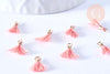 Pompon vieux rose clair polyestère support doré,décoration pompon, pompon boucles,fabrication bijoux bohème,10-15mm,les 10 G5605