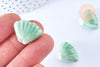 perle porcelaine verte coquillage, perle céramique géométrique pour fabrication bijoux en céramique verte, Lot de 10, 22.5-23.5mm,G3427