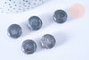 perles ronde porcelaine grise, perle ronde grise, porcelaine grise, création bijoux, création bijoux,Lot de 5, 1.5cm-G1016