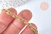 Chaine acier dorée 14 carats forçat texturée 7x5.5mm,chaine acier inoxydable pour création bijoux, 1 metre, G6781