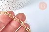 Chaine rectangle acier dorée 16 carats 6.5x4.6mm,chaine acier inoxydable pour création bijoux, 1 metre, G6784