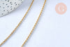 Collier chaine acier doré 14k oeil zircons, chaine collier,sans nickel, porte-bonheur,acier doré, chaine complète,11mm,45cm-G6745-Gingerlily Perles