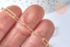 Chaine laiton doré texturée maille rectangle,chaine collier,création bijoux,chaine large,12x3.5mm,chaine complète,49.5cm, l'unité,G2410