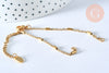 Bracelet fine maille tube acier doré 14k avec anneaux, création bijoux,bracelet acier doré inoxydable,sans nickel, 16cm, l'unité G4967