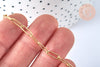Chaine acier doré maille rectangle,chaine collier inoxydable,création bijoux,chaine large,10x3.5mm,chaine complète, l'unité G4819