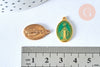Pendentif médaille ovale Vierge Marie or, pendentif laiton, pendentif religion,sans nickel, notre dame, madonne,19.5mm, l'unité, G2939
