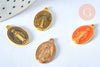 Pendentif médaille ovale Vierge Marie or, pendentif laiton, pendentif religion,sans nickel, notre dame, madonne,19.5mm, l'unité, G2939