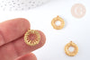 Pendentif rond fleur acier 304 doré 16mm, Pendentif fin et léger création de bijoux acier, l'unité G7381-Gingerlily Perles