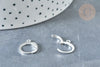 Supports boucles dormeuses acier 304 argenté 14mm, oreilles percées,boucles argentées sans nickel, X10 G8161