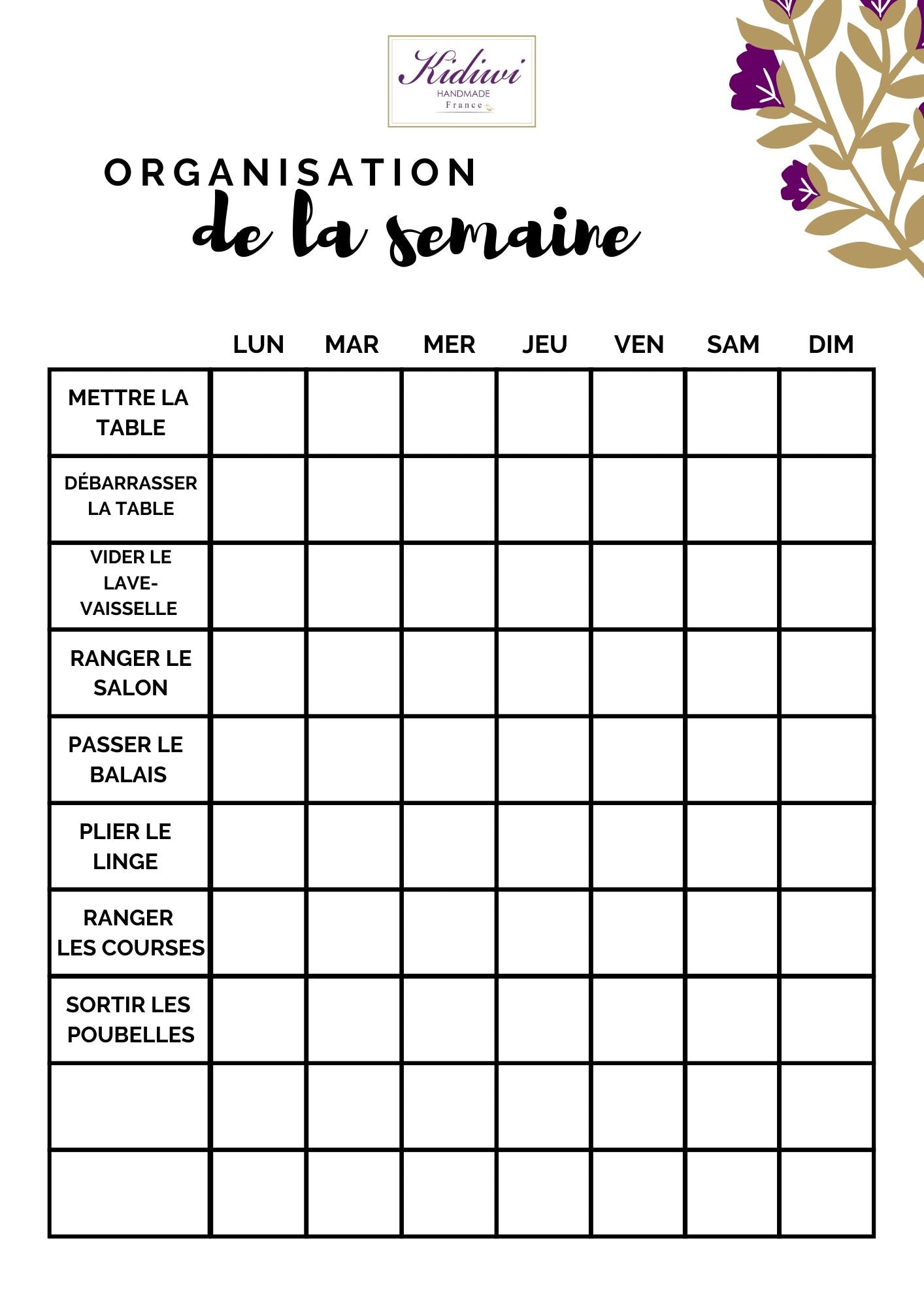 planning de la semaine