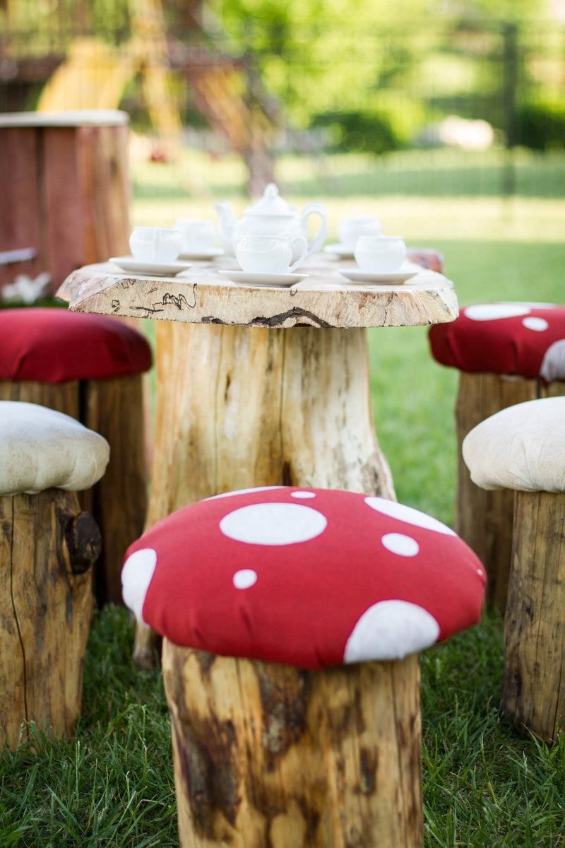 17.75" Red Mushroom Chair Novelty Seating Collectible 
