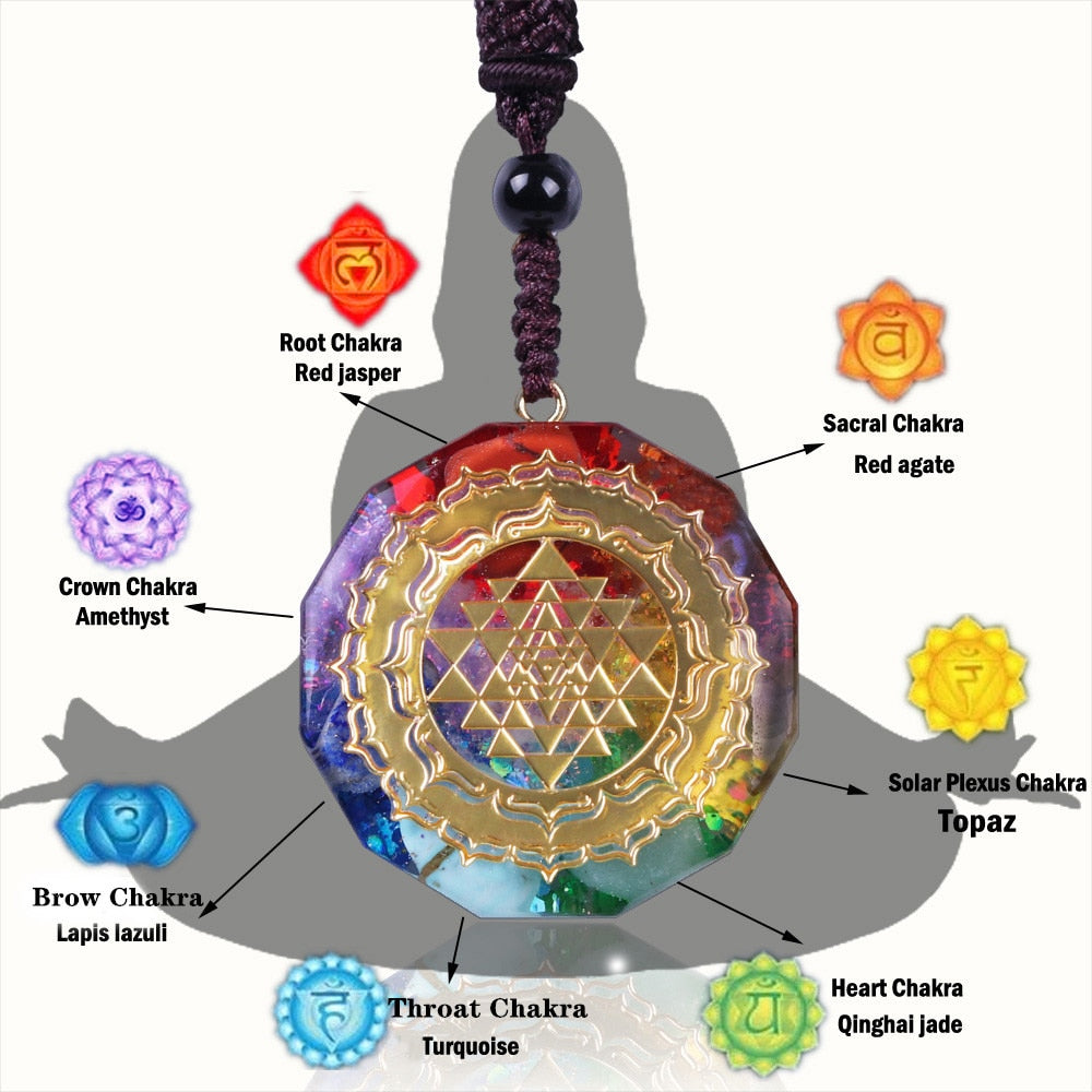 Orgonite Necklace Sri Yantra Pendant Sacred Geometry Chakra Energy Necklace Medi