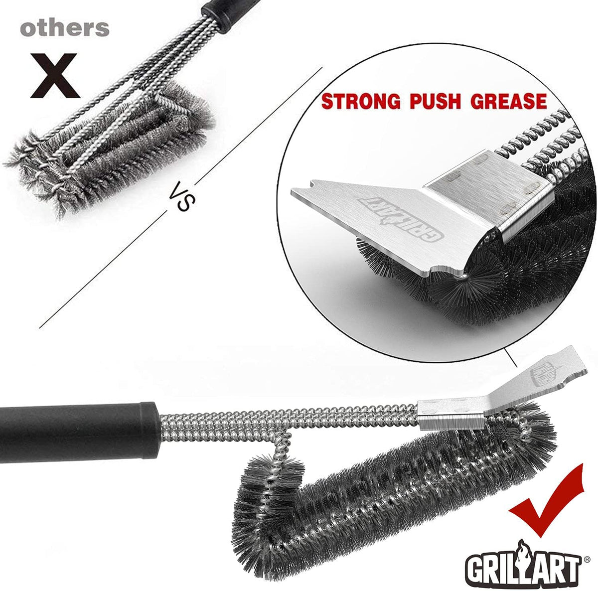 Grill Brush and Scraper 3-in-1 Extra Safe&Strong BBQ Cleaner Accessories 18in 