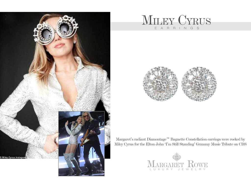 Miley Cyrus Wearing Margaret Rowe Baguette Constellation Earrings