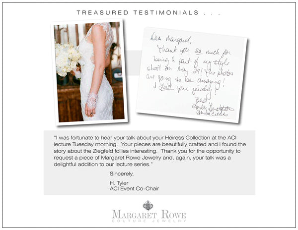 Margaret Rowe Couture Luxury Jewelry Testimonials Fans Of The Brand