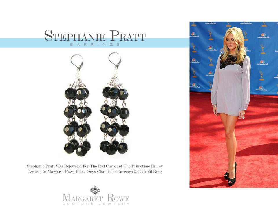 Stephanie Pratt wears Margaret Rowe Couture Jewelry