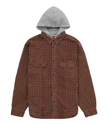 Supreme Houndstooth Flannel Hooded Shirt Red (WORN) – RIF LA