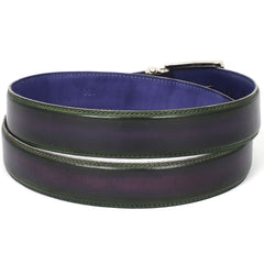 PAUL PARKMAN Men's Leather Belt Dual Tone Green & Purple (ID#B01-GRN-PURP)
