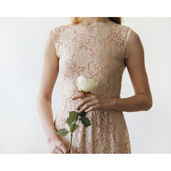 Open back lace maxi dress sleeveless pink blush 1141